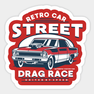 RETRO DRAG RACE CAR CARTOON Sticker